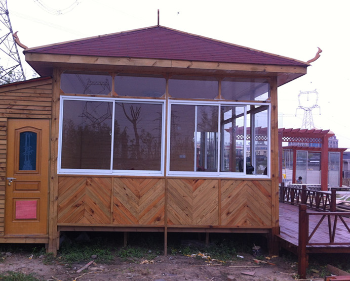 专业定做户外防腐木木屋，碳化木防腐木仿古四角凉亭，花园凉亭