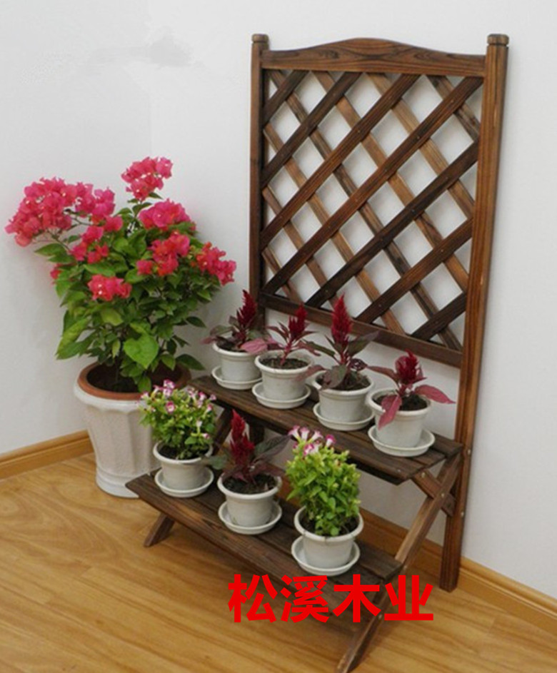 防腐木花架实木花架园艺栅多层花架杂物架